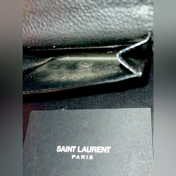 YSL Saint Laurent Authentic Trifold Leather Card Holder with Coin Compartment EC - Picture 7 of 8